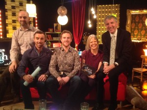 with Daithí, Peter, Máire and Tomaí on the set of I Lár an Aonaigh, a new BBC2 series to start later this month