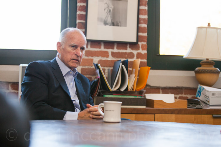 Governor Jerry Brown in his Oakland office. Picture by Donal McCann.